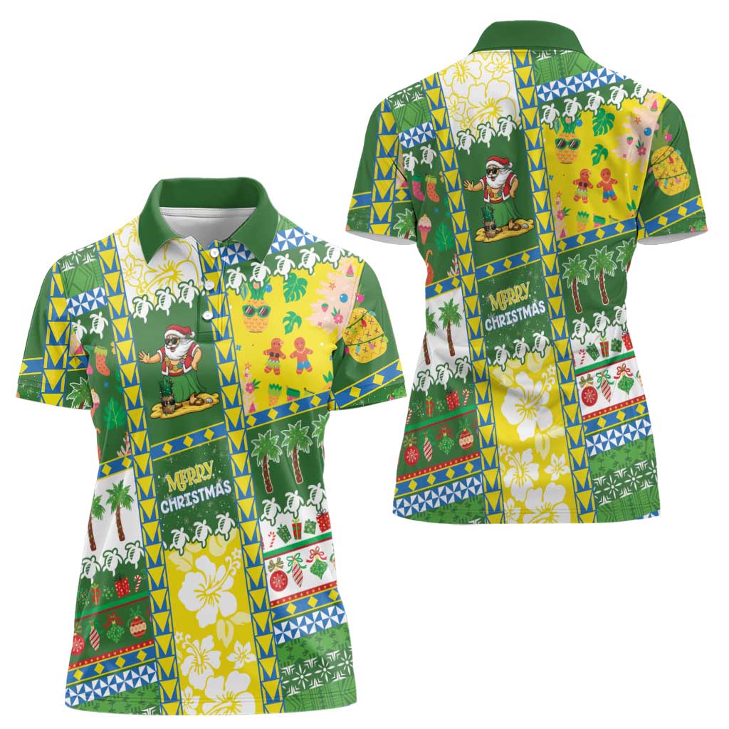 Pitcairn Islands Christmas Women Polo Shirt Festive Beach Vibes LT05 - Polynesian Pride
