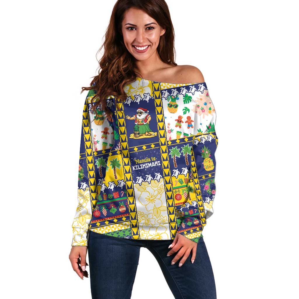 Tokelau Christmas Off Shoulder Sweater Festive Beach Vibes LT05 Women Colorful - Polynesian Pride