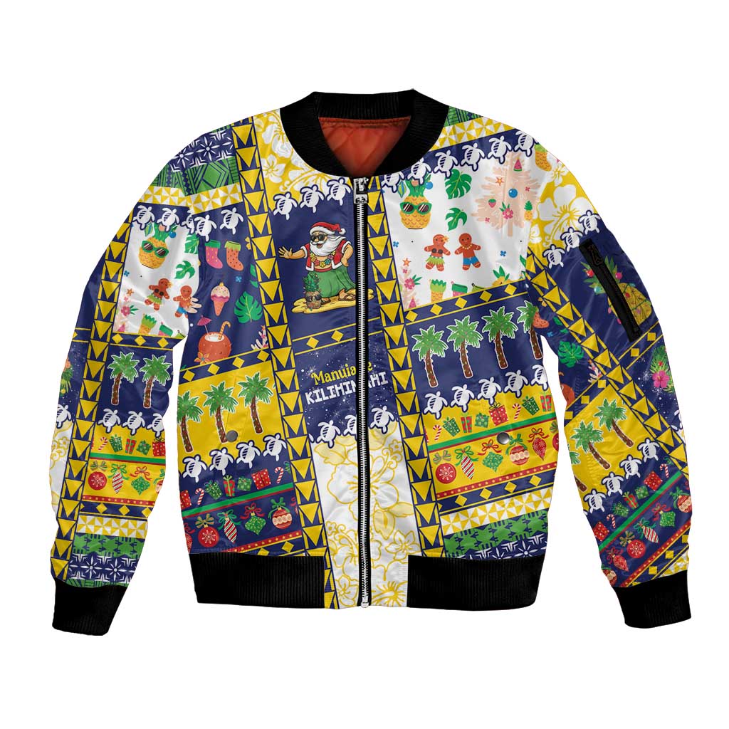 Tokelau Christmas Sleeve Zip Bomber Jacket Festive Beach Vibes LT05 Unisex Colorful - Polynesian Pride
