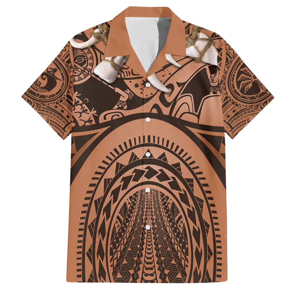 Polynesia Maui Tattoo Inspired Cosplay Costume Hawaiian Shirt LT05 Beige - Polynesian Pride
