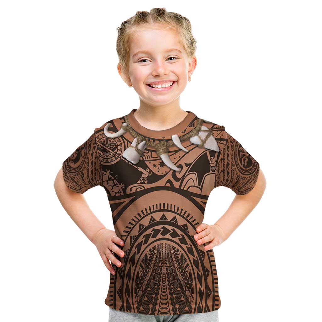 Polynesia Maui Tattoo Inspired Cosplay Costume Kid T Shirt LT05 Beige - Polynesian Pride