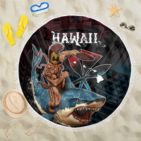 Hawaii Ikaika Beach Blanket Hawaiian Mythic Koa Tribal Warrior LT05 One Size 150cm Black - Polynesian Pride