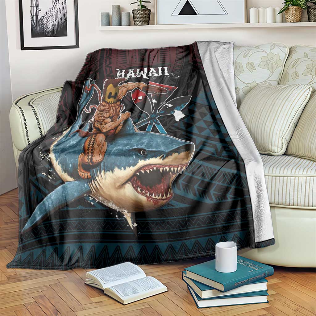 Hawaii Ikaika Blanket Hawaiian Mythic Koa Tribal Warrior LT05 Black - Polynesian Pride