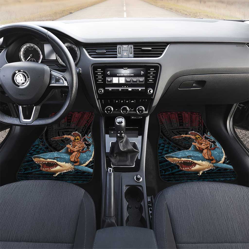 Hawaii Ikaika Car Mats Hawaiian Mythic Koa Tribal Warrior LT05 Set 2pcs - Front Black - Polynesian Pride