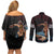 Hawaii Ikaika Couples Matching Off Shoulder Short Dress and Long Sleeve Button Shirt Hawaiian Mythic Koa Tribal Warrior