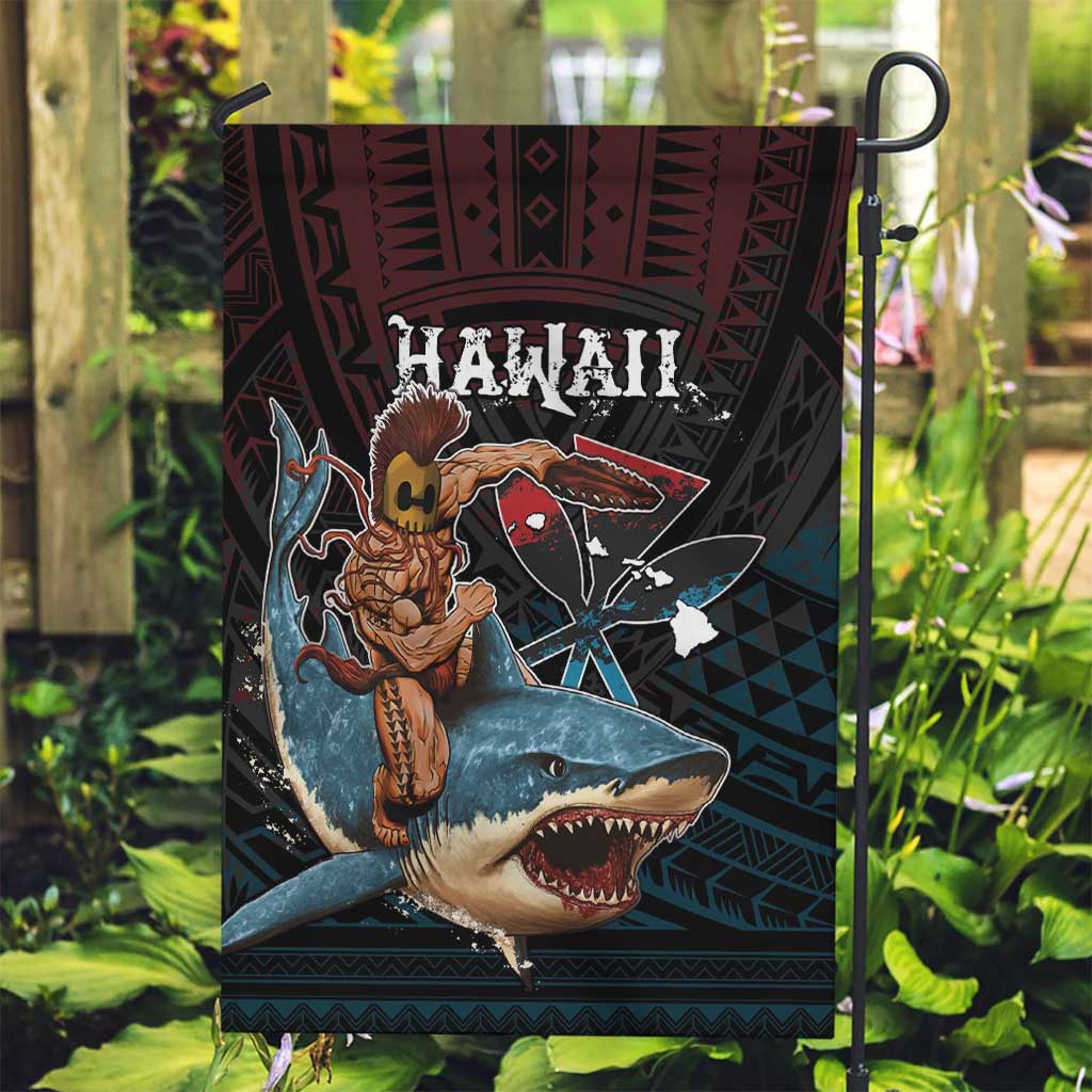 Hawaii Ikaika Garden Flag Hawaiian Mythic Koa Tribal Warrior LT05 Garden Flag Black - Polynesian Pride