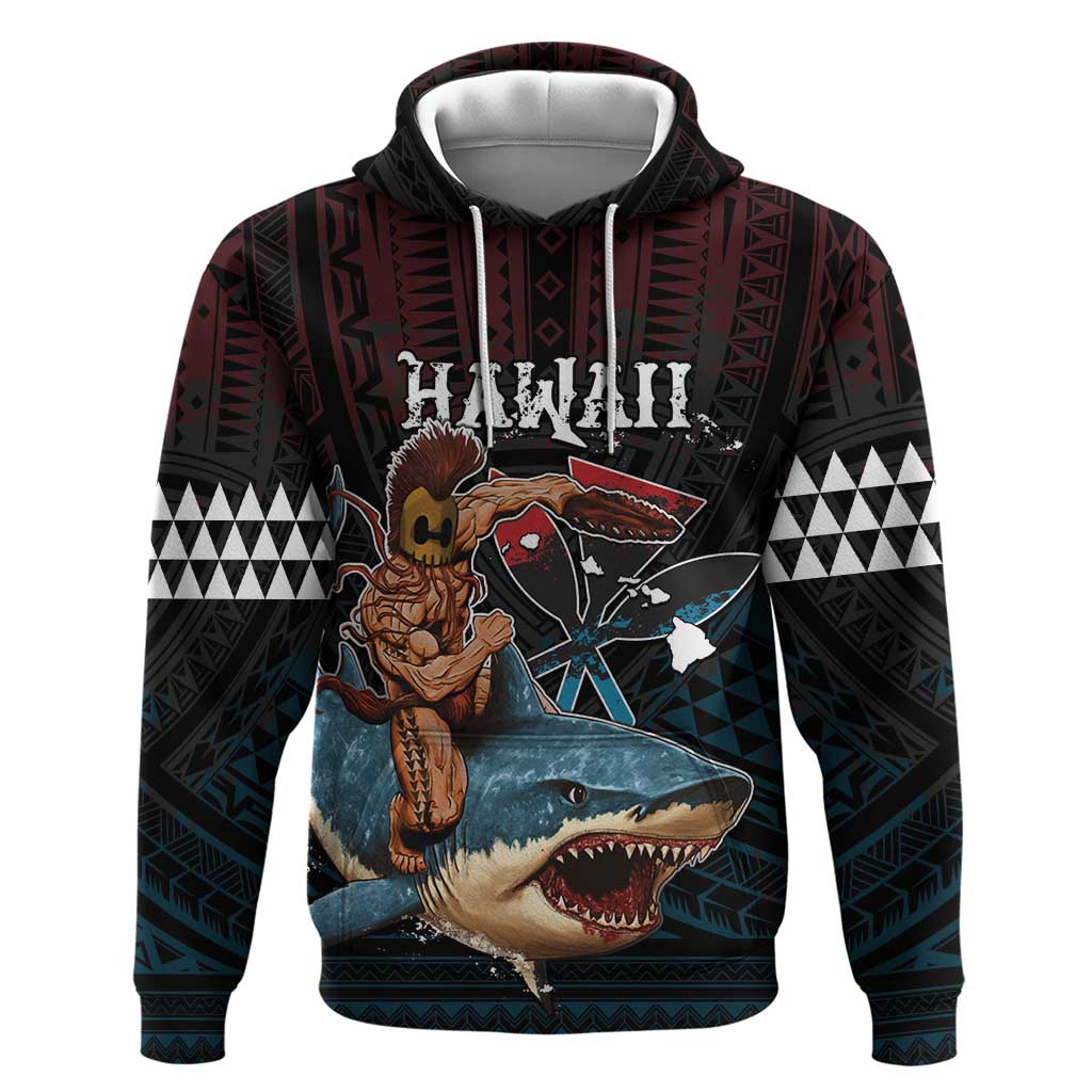 Hawaii Ikaika Hoodie Hawaiian Mythic Koa Tribal Warrior LT05 Pullover Hoodie Black - Polynesian Pride