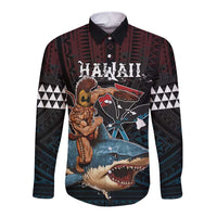 Hawaii Ikaika Long Sleeve Button Shirt Hawaiian Mythic Koa Tribal Warrior LT05 Unisex Black - Polynesian Pride