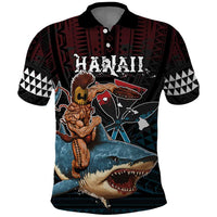 Hawaii Ikaika Polo Shirt Hawaiian Mythic Koa Tribal Warrior LT05 Black - Polynesian Pride