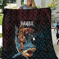 Hawaii Ikaika Quilt Hawaiian Mythic Koa Tribal Warrior LT05 Black - Polynesian Pride