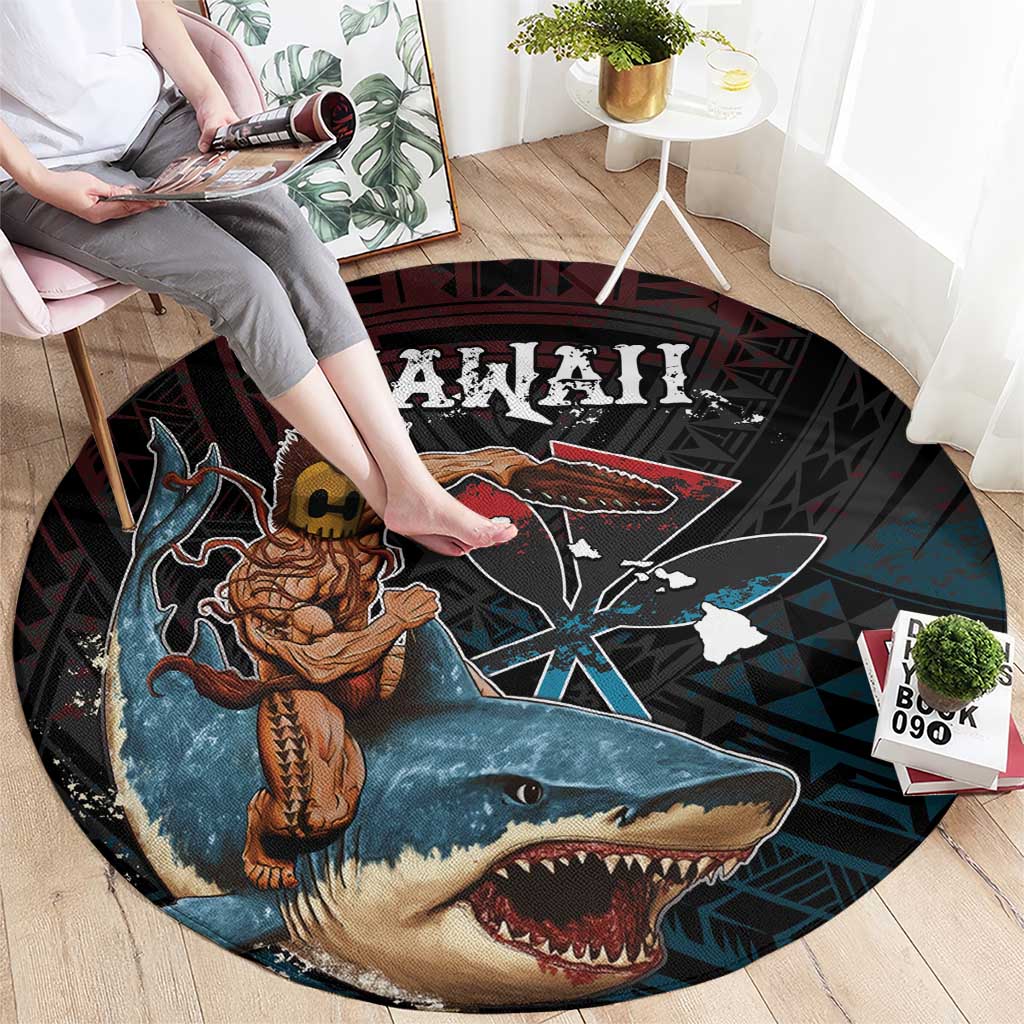 Hawaii Ikaika Round Carpet Hawaiian Mythic Koa Tribal Warrior LT05 - Polynesian Pride
