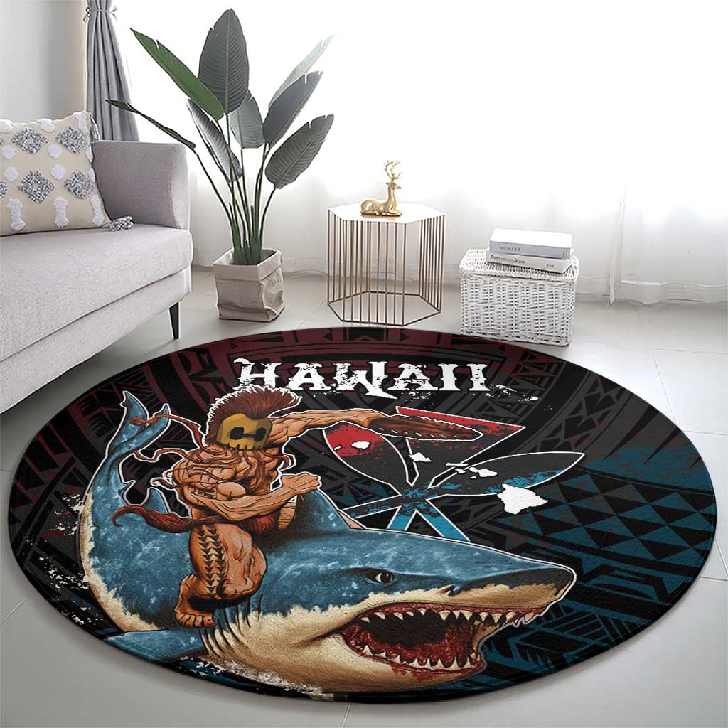 Hawaii Ikaika Round Carpet Hawaiian Mythic Koa Tribal Warrior LT05 - Polynesian Pride
