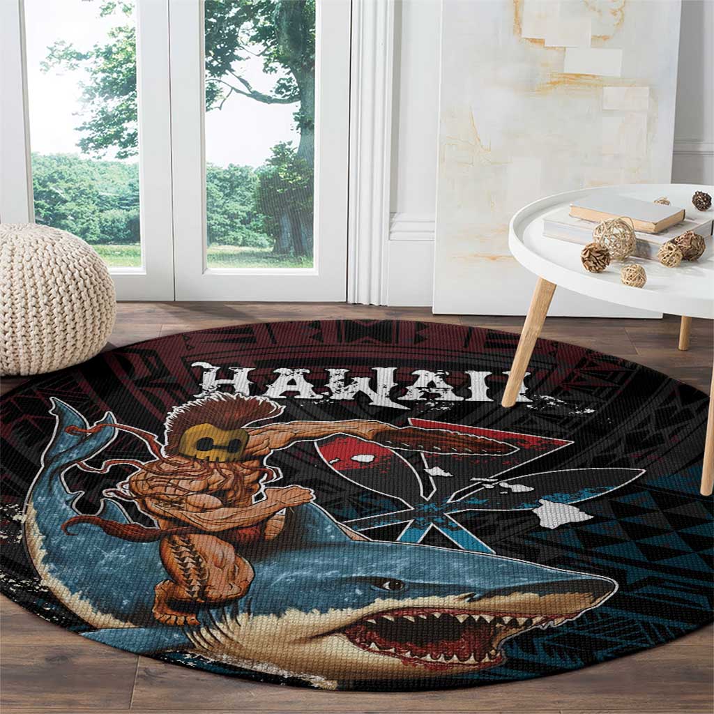 Hawaii Ikaika Round Carpet Hawaiian Mythic Koa Tribal Warrior LT05 - Polynesian Pride