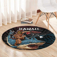 Hawaii Ikaika Round Carpet Hawaiian Mythic Koa Tribal Warrior LT05 - Polynesian Pride