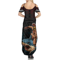 Hawaii Ikaika Summer Maxi Dress Hawaiian Mythic Koa Tribal Warrior LT05 - Polynesian Pride