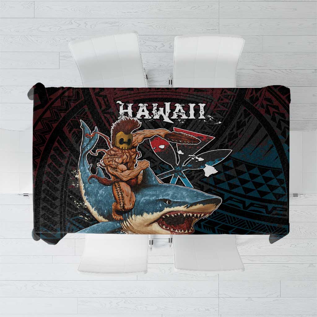 Hawaii Ikaika Tablecloth Hawaiian Mythic Koa Tribal Warrior LT05 Black - Polynesian Pride