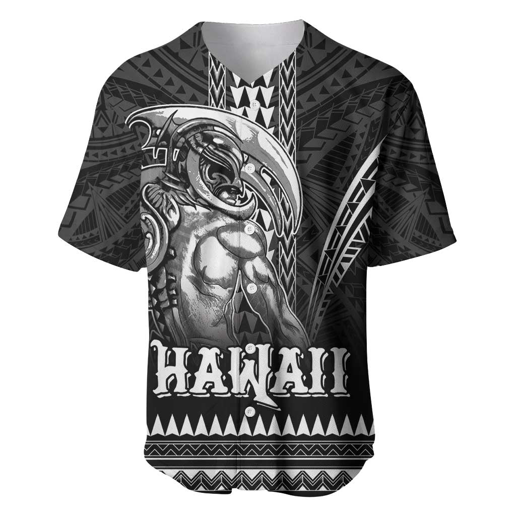 Hawaiian Ikaika Warrior Baseball Jersey Tribal Pattern LT05 Black - Polynesian Pride