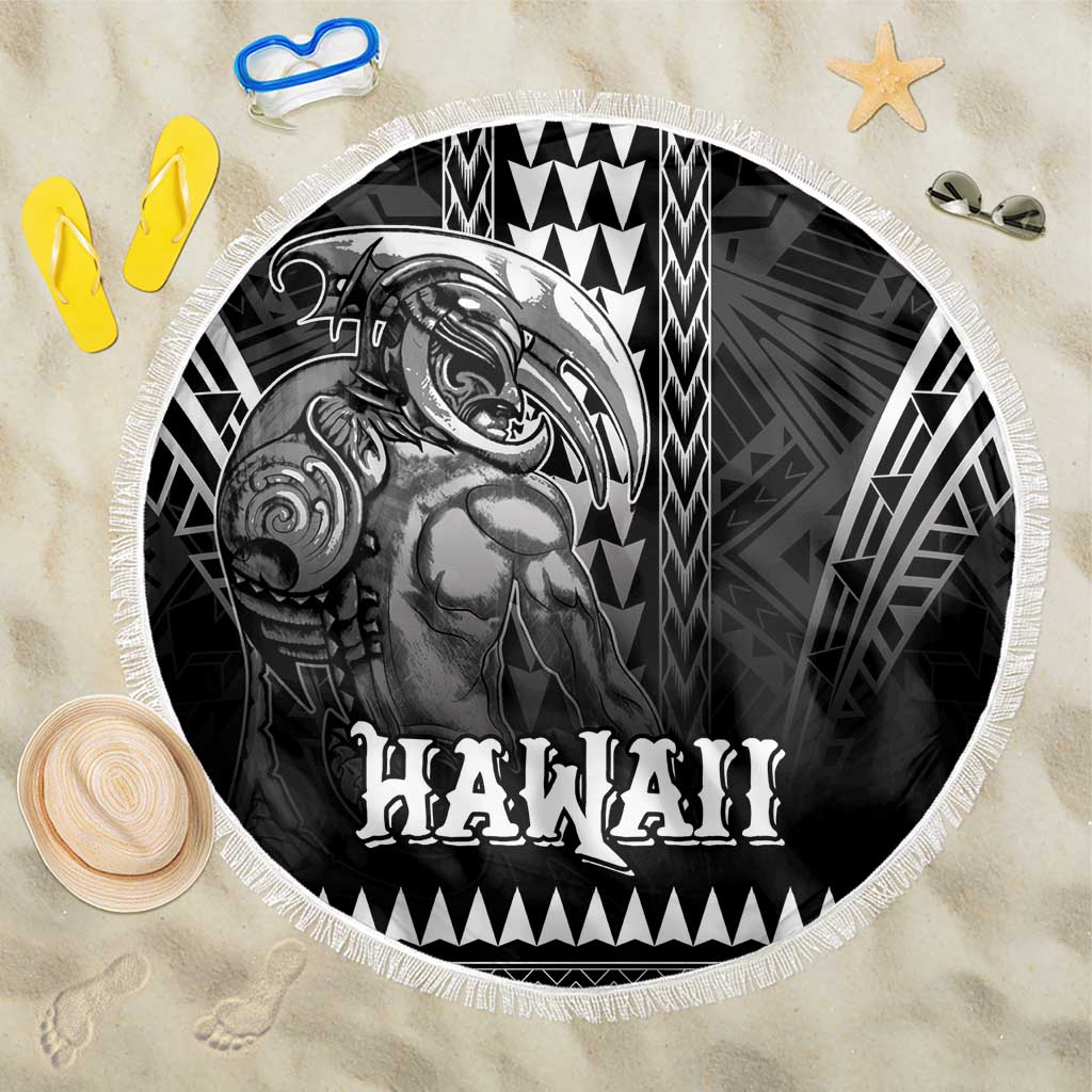 Hawaiian Ikaika Warrior Beach Blanket Tribal Pattern LT05 One Size 150cm Black - Polynesian Pride