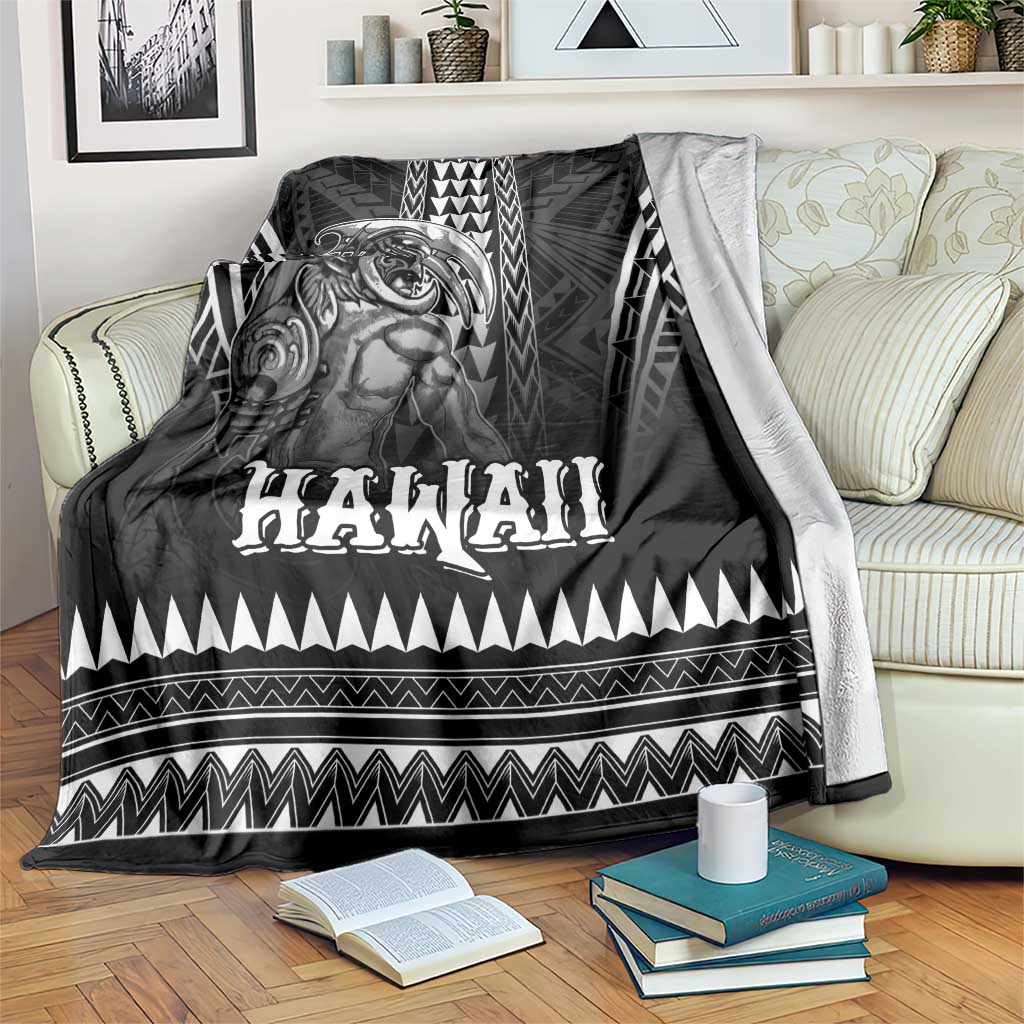 Hawaiian Ikaika Warrior Blanket Tribal Pattern LT05 Black - Polynesian Pride