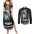 Hawaiian Ikaika Warrior Couples Matching Summer Maxi Dress and Long Sleeve Button Shirt Tribal Pattern