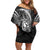 Hawaiian Ikaika Warrior Family Matching Off Shoulder Short Dress and Hawaiian Shirt Tribal Pattern