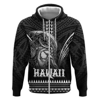 Hawaiian Ikaika Warrior Hoodie Tribal Pattern LT05 Zip Hoodie Black - Polynesian Pride