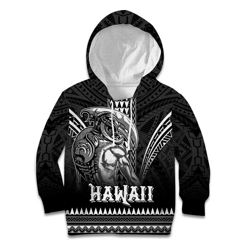Hawaiian Ikaika Warrior Kid Hoodie Tribal Pattern LT05 Hoodie Black - Polynesian Pride