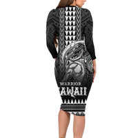 Hawaiian Ikaika Warrior Long Sleeve Bodycon Dress Tribal Pattern LT05 - Polynesian Pride