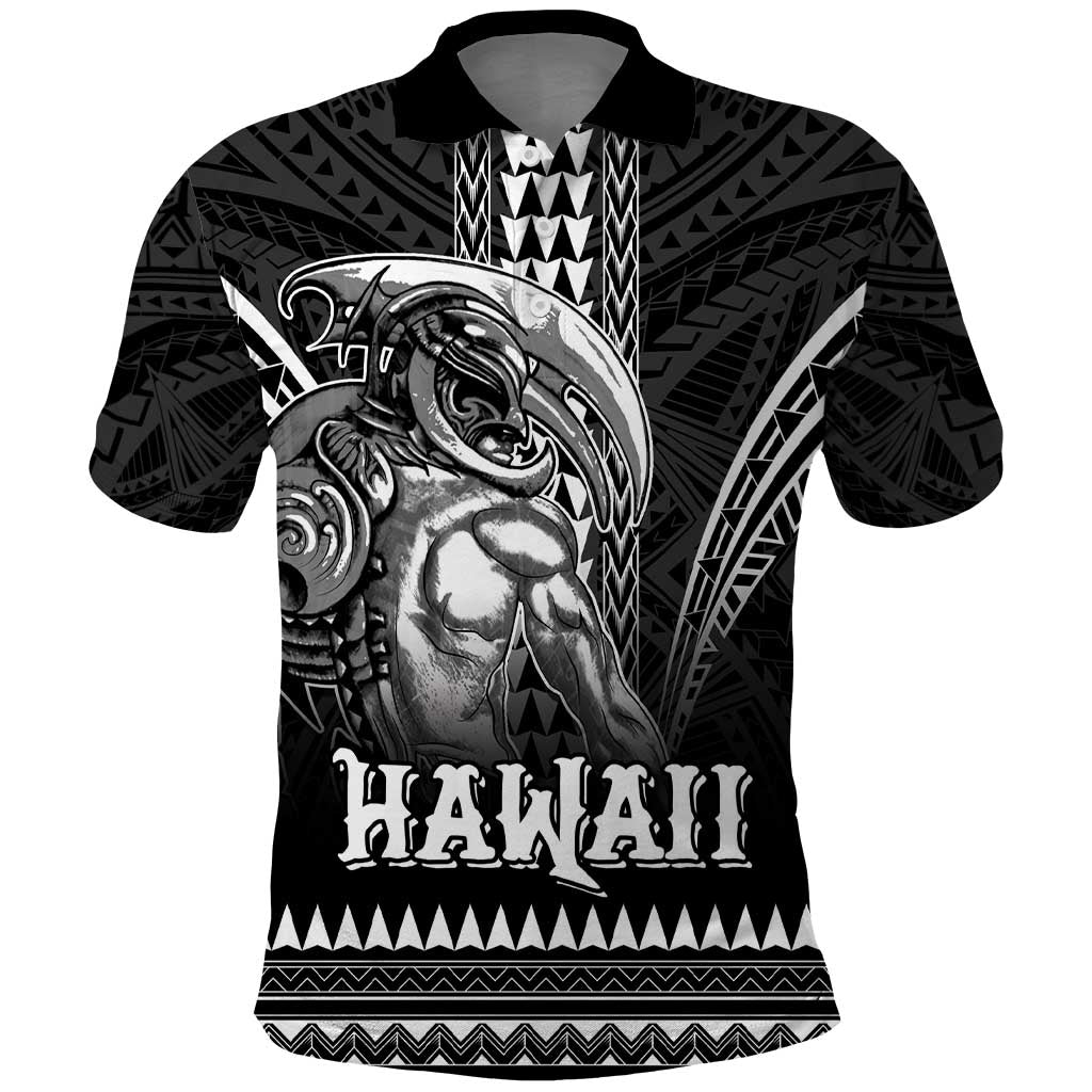 Hawaiian Ikaika Warrior Polo Shirt Tribal Pattern LT05 Black - Polynesian Pride