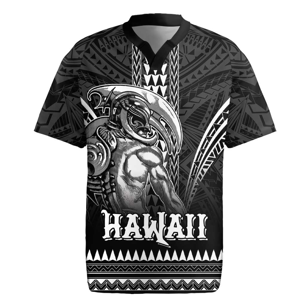Hawaiian Ikaika Warrior Rugby Jersey Tribal Pattern LT05 Black - Polynesian Pride