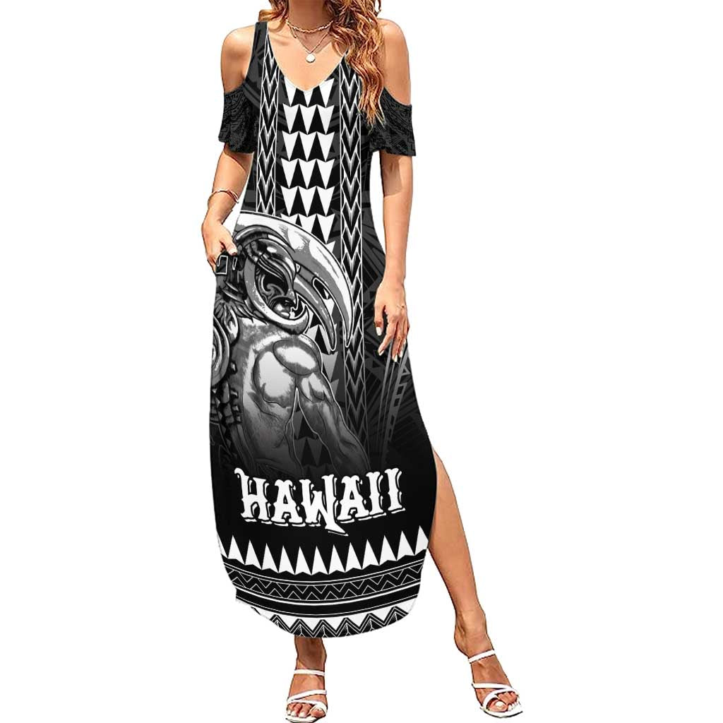 Hawaiian Ikaika Warrior Summer Maxi Dress Tribal Pattern LT05 Women Black - Polynesian Pride