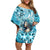 Hawaii Namaka Goddess Of The Sea Family Matching Off Shoulder Short Dress and Hawaiian Shirt Polynesian Style LT05 Mom's Dress Turquoise - Polynesian Pride