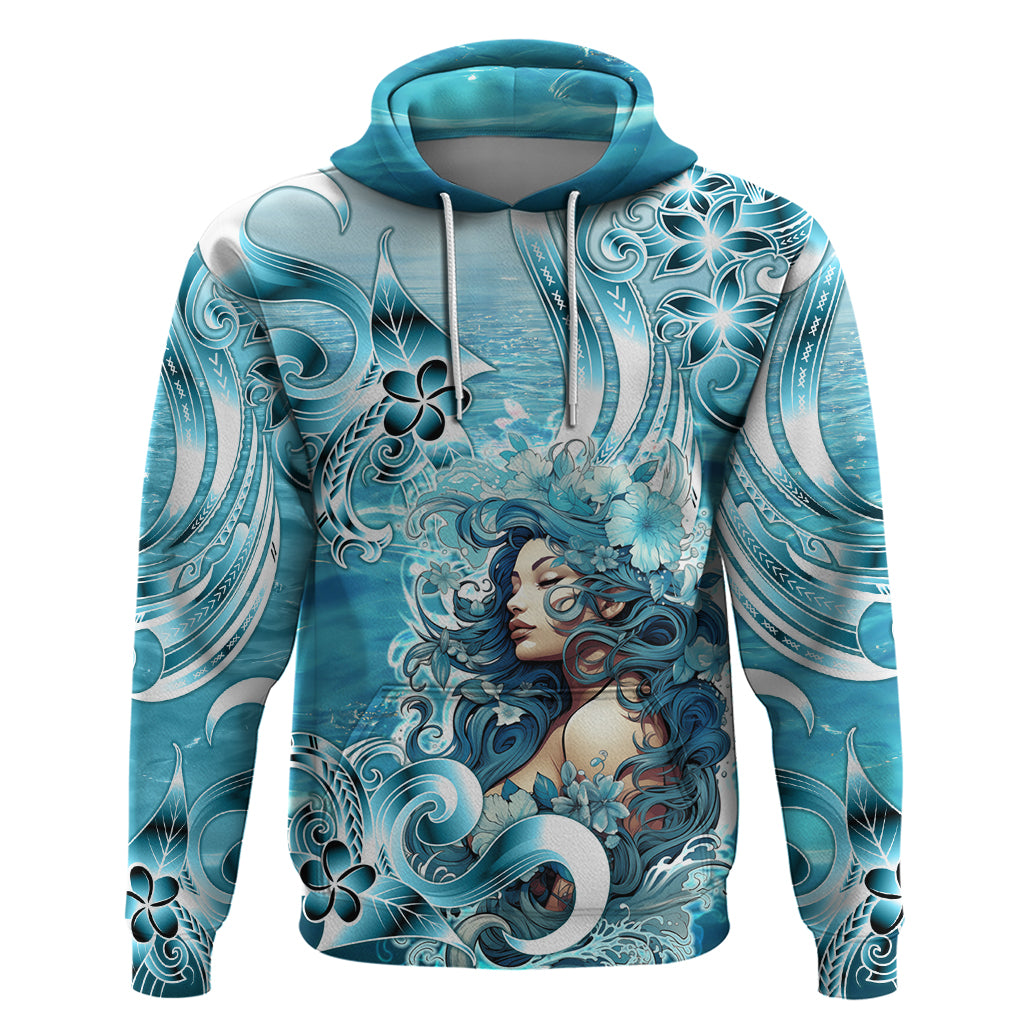 Hawaii Namaka Goddess Of The Sea Zip Hoodie Polynesian Style LT05 Pullover Hoodie Turquoise - Polynesian Pride