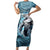 Hawaiian Shark God Kamohoalii Family Matching Short Sleeve Bodycon Dress and Hawaiian Shirt Polynesian Style LT05 Mom's Dress Blue - Polynesian Pride