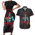 Hawaiian Demigod Maui Couples Matching Short Sleeve Bodycon Dress and Hawaiian Shirt Polynesian Mythology LT05 Black - Polynesian Pride