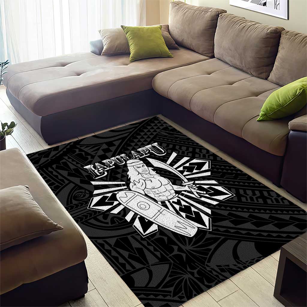 Philippines Tribal Area Rug King Lapu Lapu Black Version LT05 - Polynesian Pride