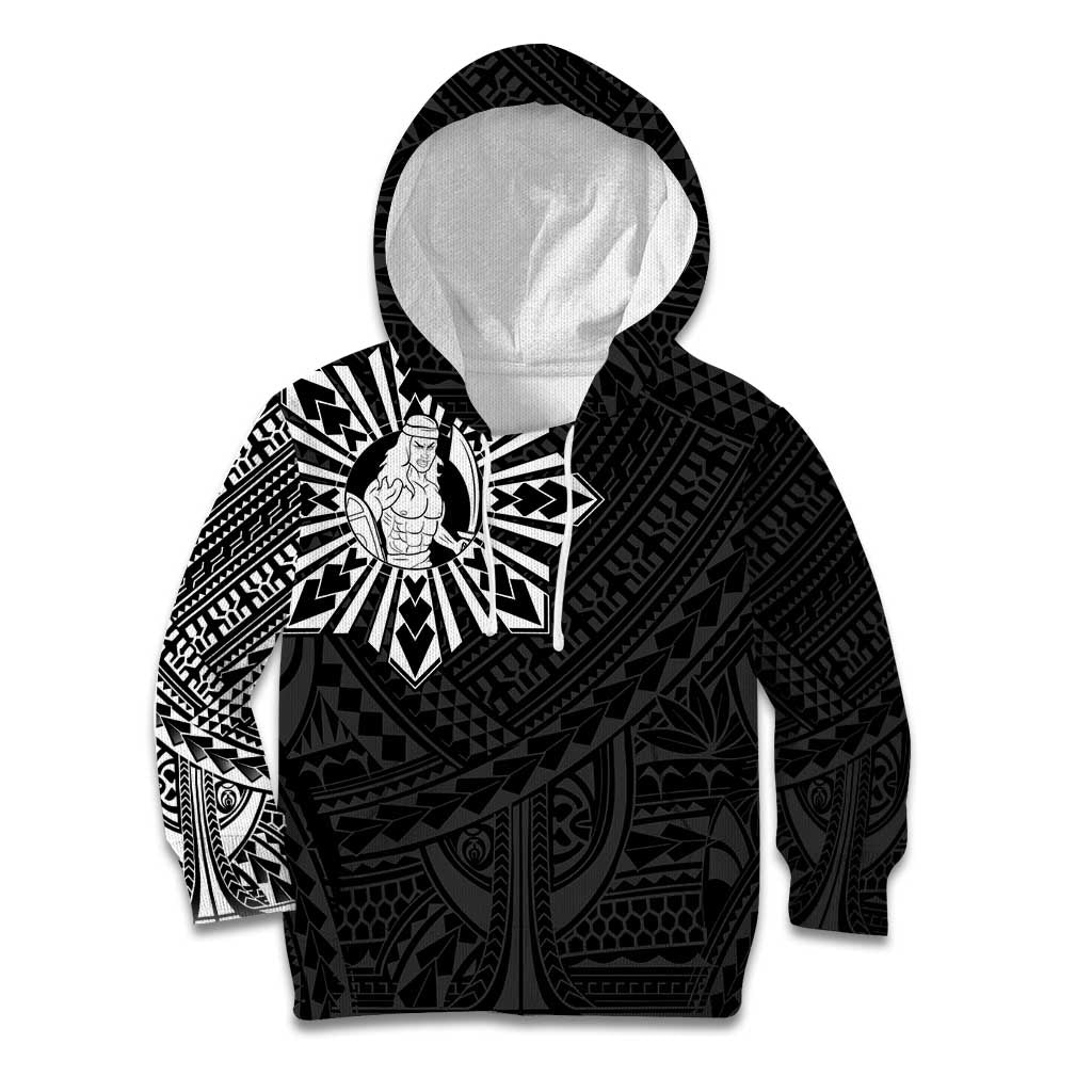 Philippines Tribal Kid Hoodie King Lapu Lapu Black Version LT05 Hoodie Black - Polynesian Pride