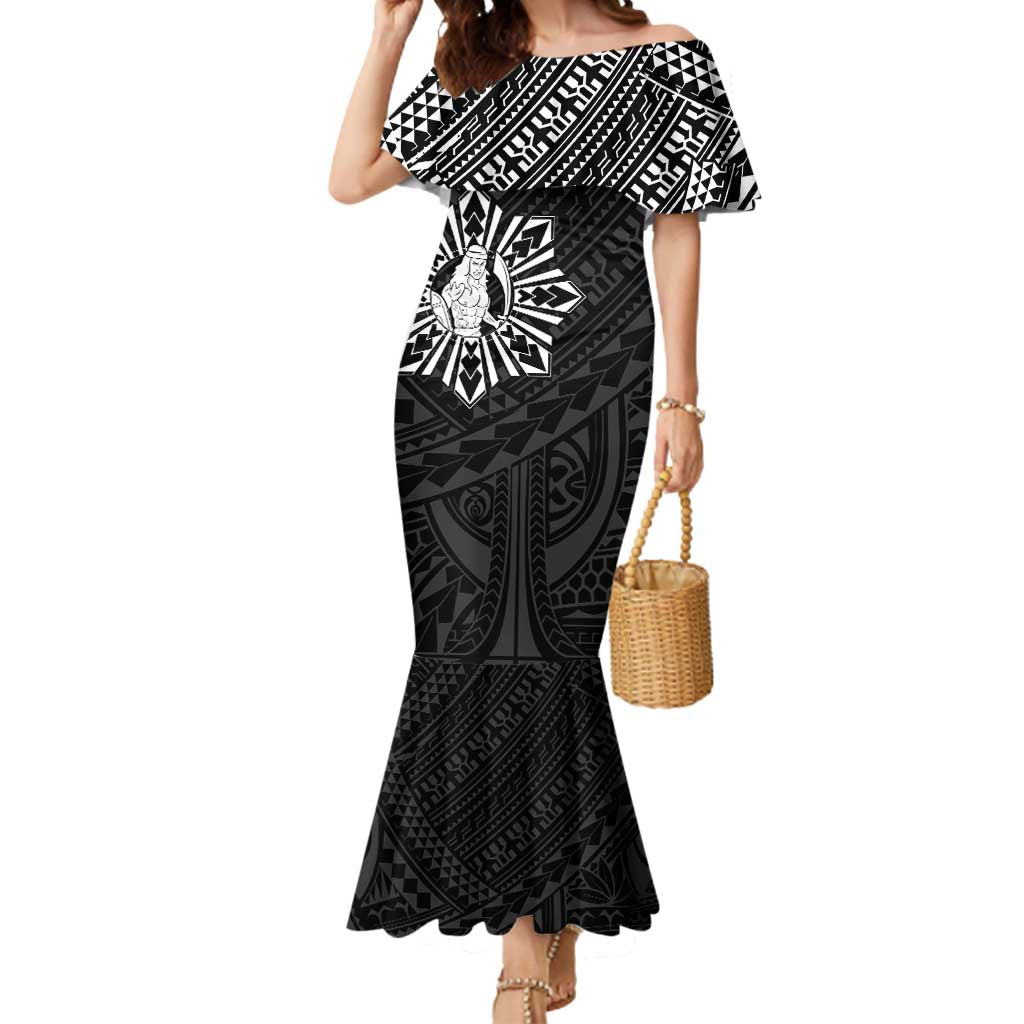 Philippines Tribal Mermaid Dress King Lapu Lapu Black Version LT05 Women Black - Polynesian Pride