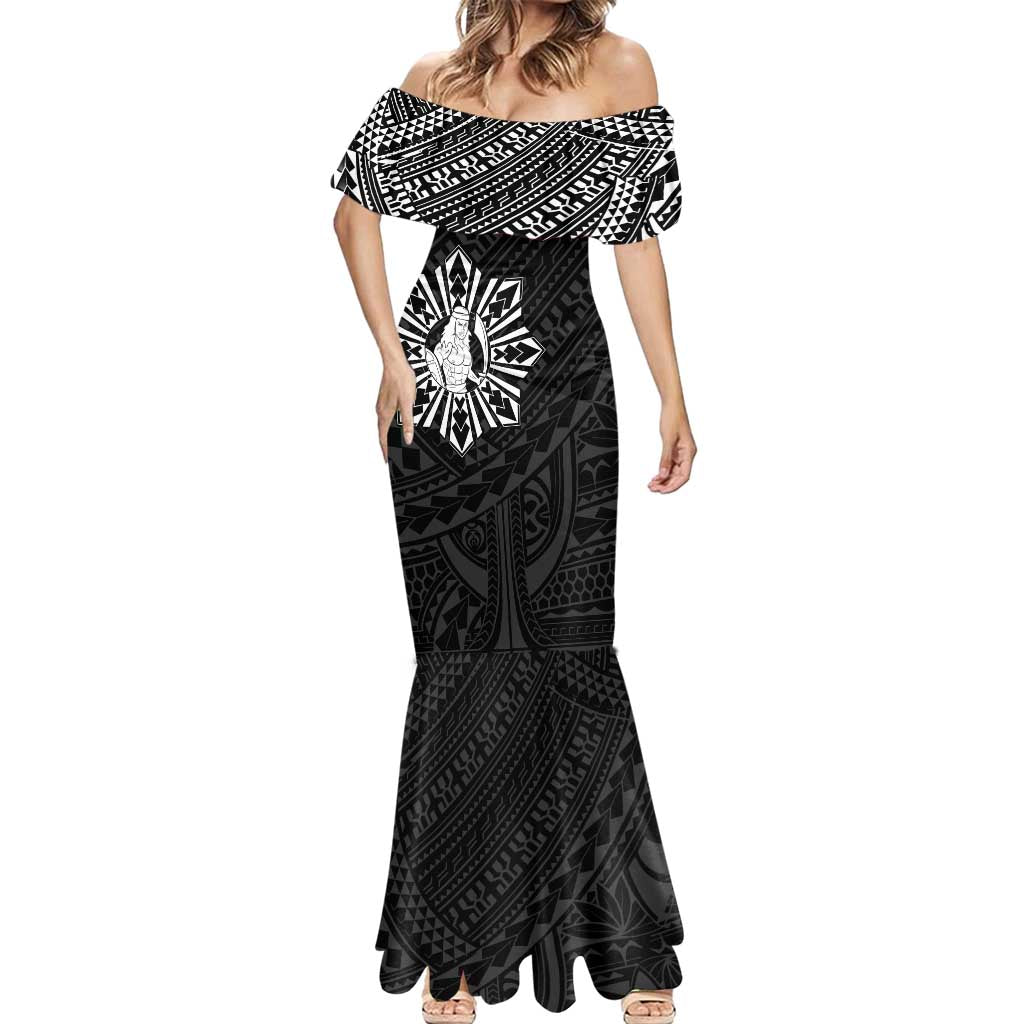 Philippines Tribal Mermaid Dress King Lapu Lapu Black Version LT05 - Polynesian Pride