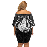 Philippines Tribal Off Shoulder Short Dress King Lapu Lapu Black Version LT05 - Polynesian Pride