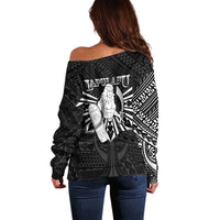 Philippines Tribal Off Shoulder Sweater King Lapu Lapu Black Version LT05 - Polynesian Pride