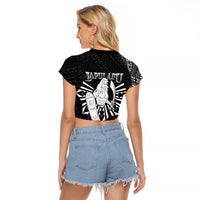 Philippines Tribal Raglan Cropped T Shirt King Lapu Lapu Black Version LT05 - Polynesian Pride
