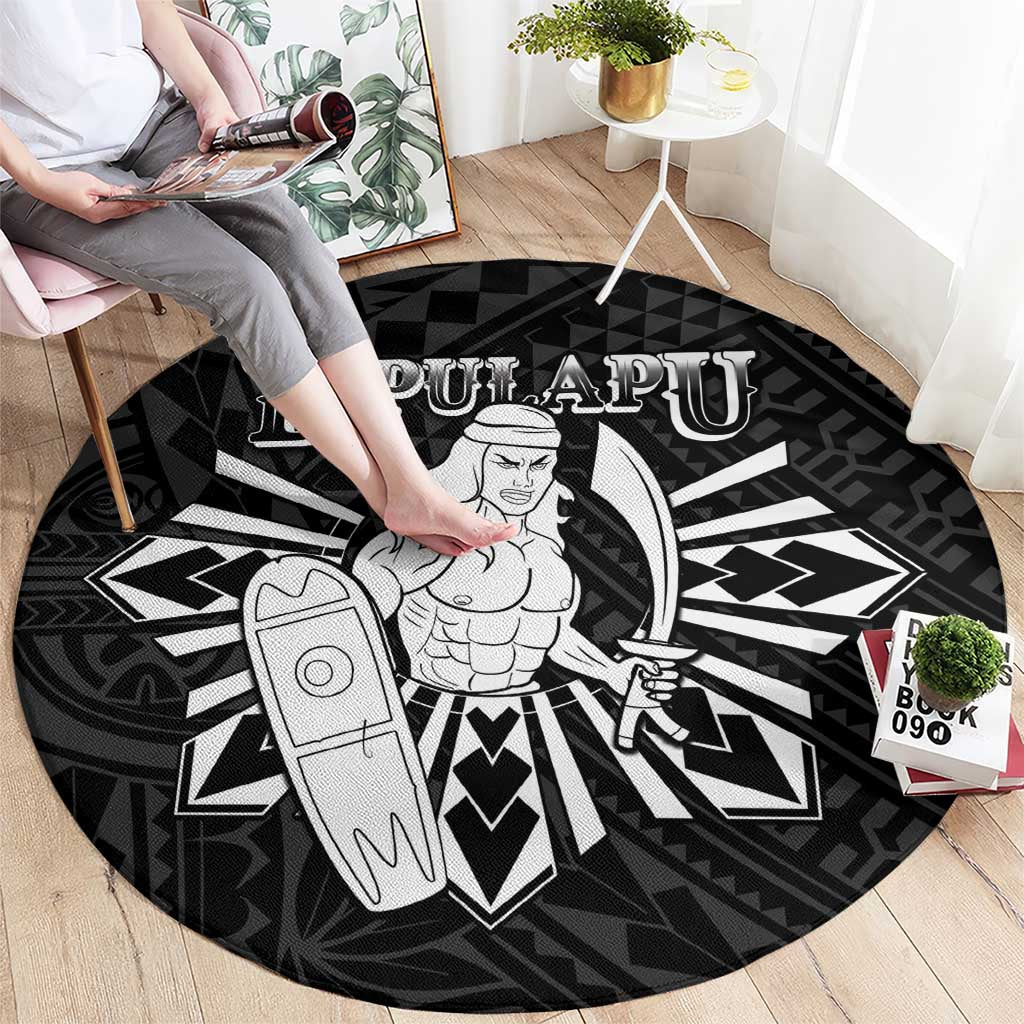 Philippines Tribal Round Carpet King Lapu Lapu Black Version LT05 - Polynesian Pride