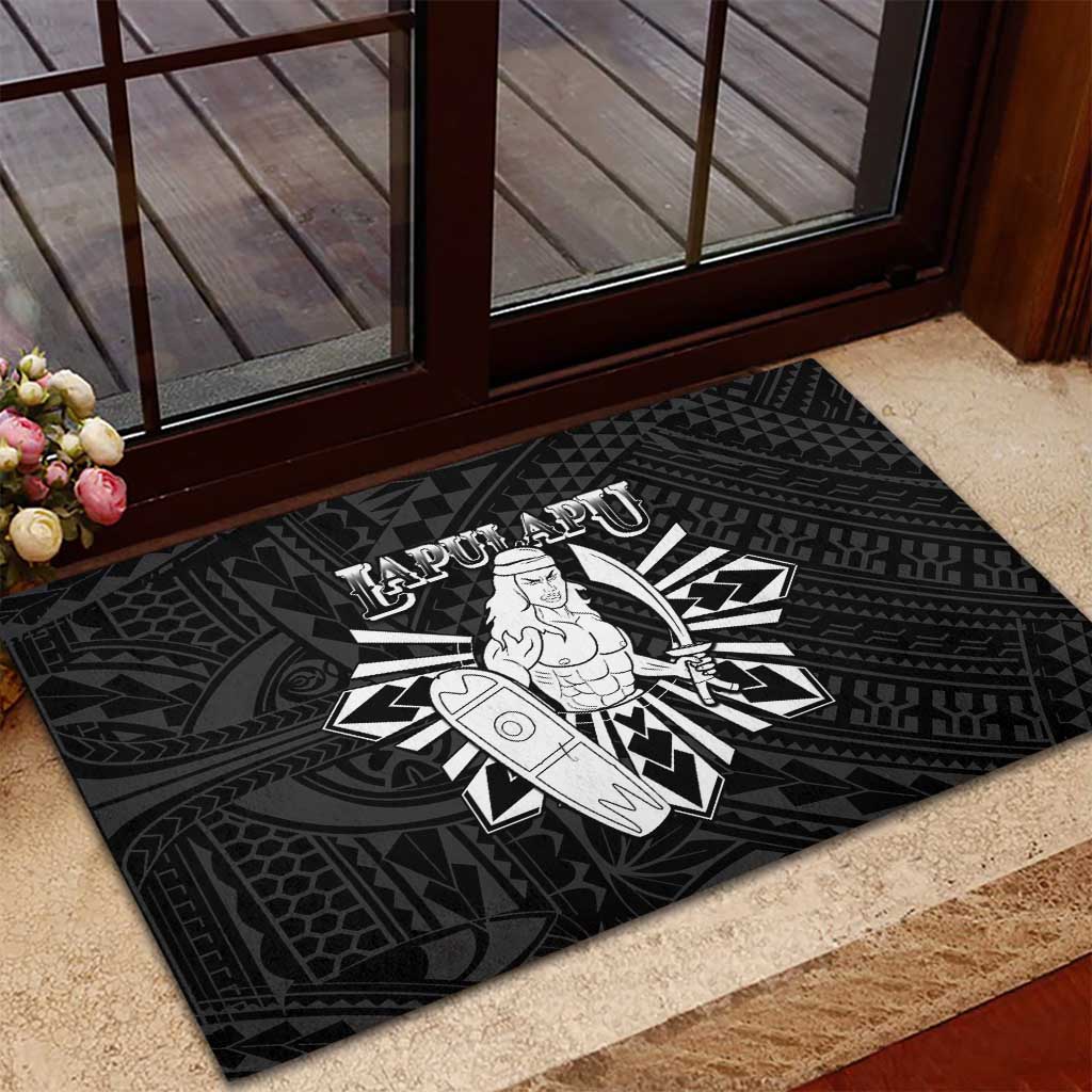 Philippines Tribal Rubber Doormat King Lapu Lapu Black Version LT05 - Polynesian Pride