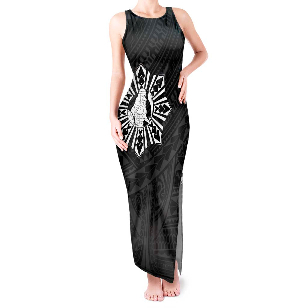 Philippines Tribal Tank Maxi Dress King Lapu Lapu Black Version LT05 Women Black - Polynesian Pride