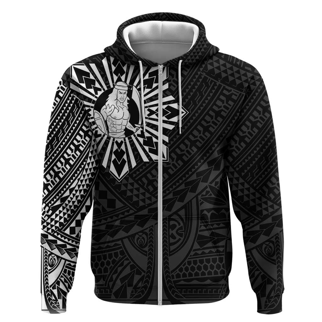 Philippines Tribal Zip Hoodie King Lapu Lapu Black Version LT05 Zip Hoodie Black - Polynesian Pride
