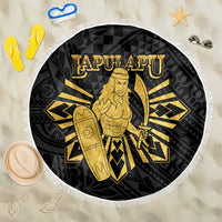 Philippines Tribal Beach Blanket King Lapu Lapu Gold Version LT05 One Size 150cm Gold - Polynesian Pride