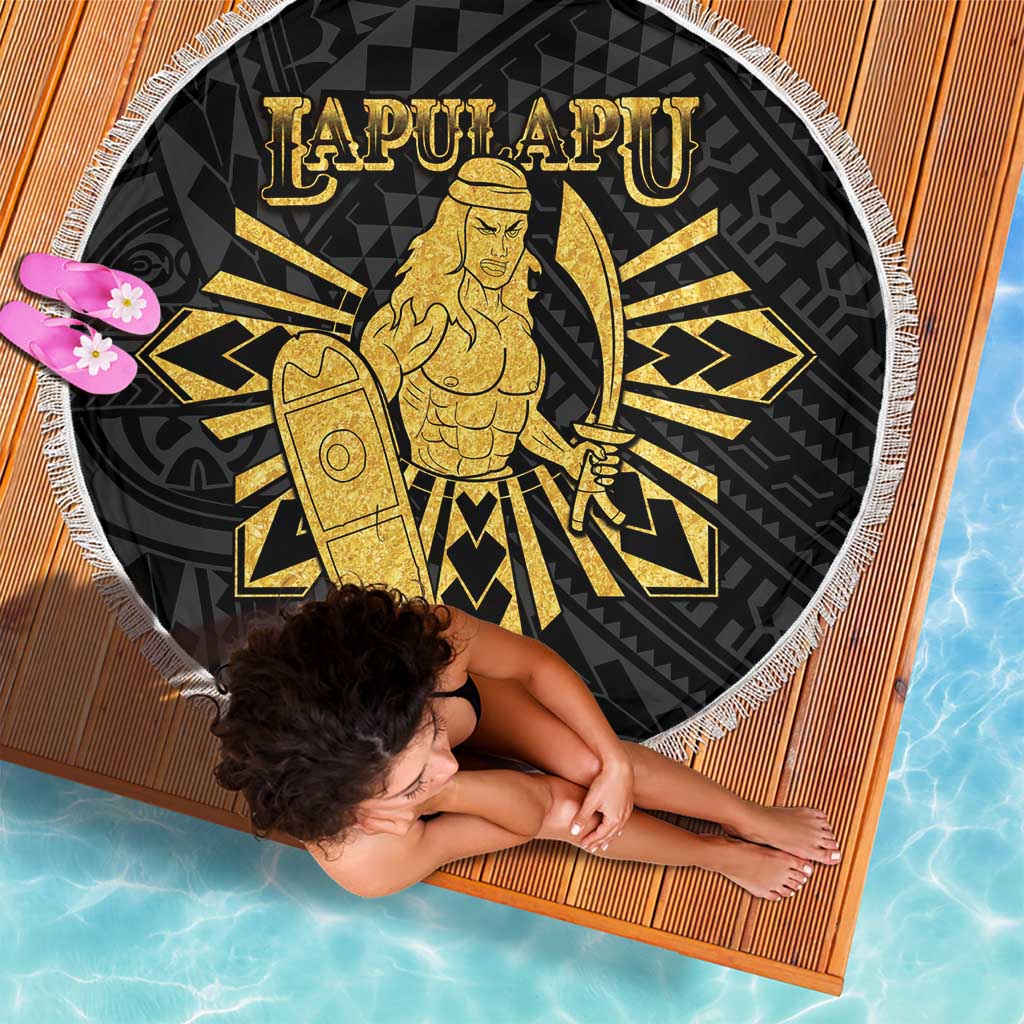 Philippines Tribal Beach Blanket King Lapu Lapu Gold Version LT05 - Polynesian Pride