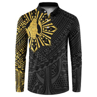 Philippines Tribal Button Sweatshirt King Lapu Lapu Gold Version LT05 Gold - Polynesian Pride