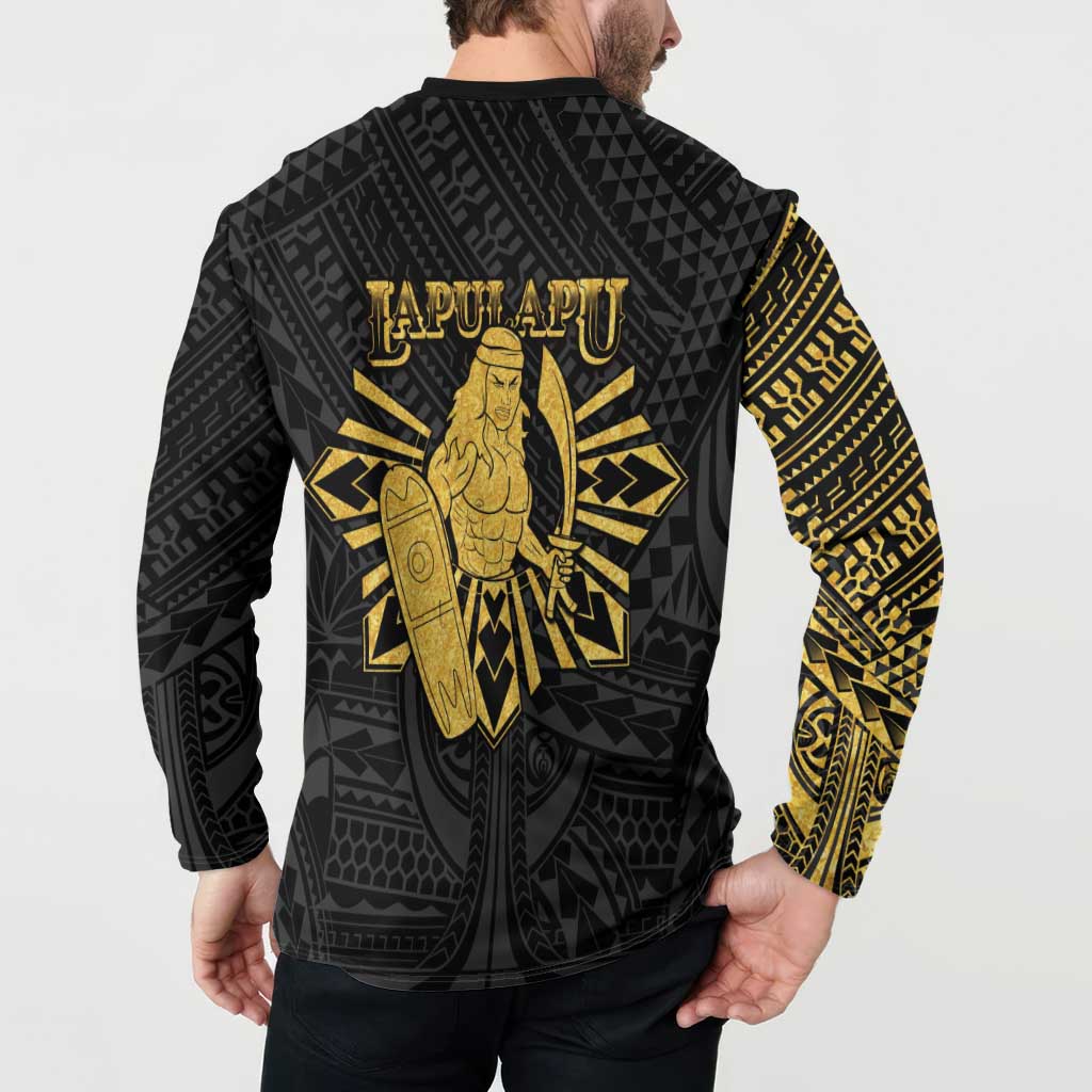 Philippines Tribal Button Sweatshirt King Lapu Lapu Gold Version LT05 - Polynesian Pride
